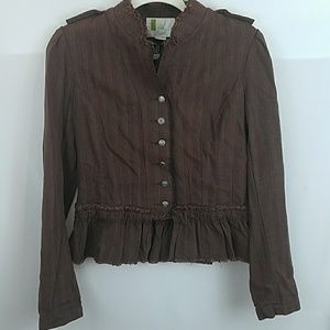 UO Pinstripe Brown Button Front Jacket